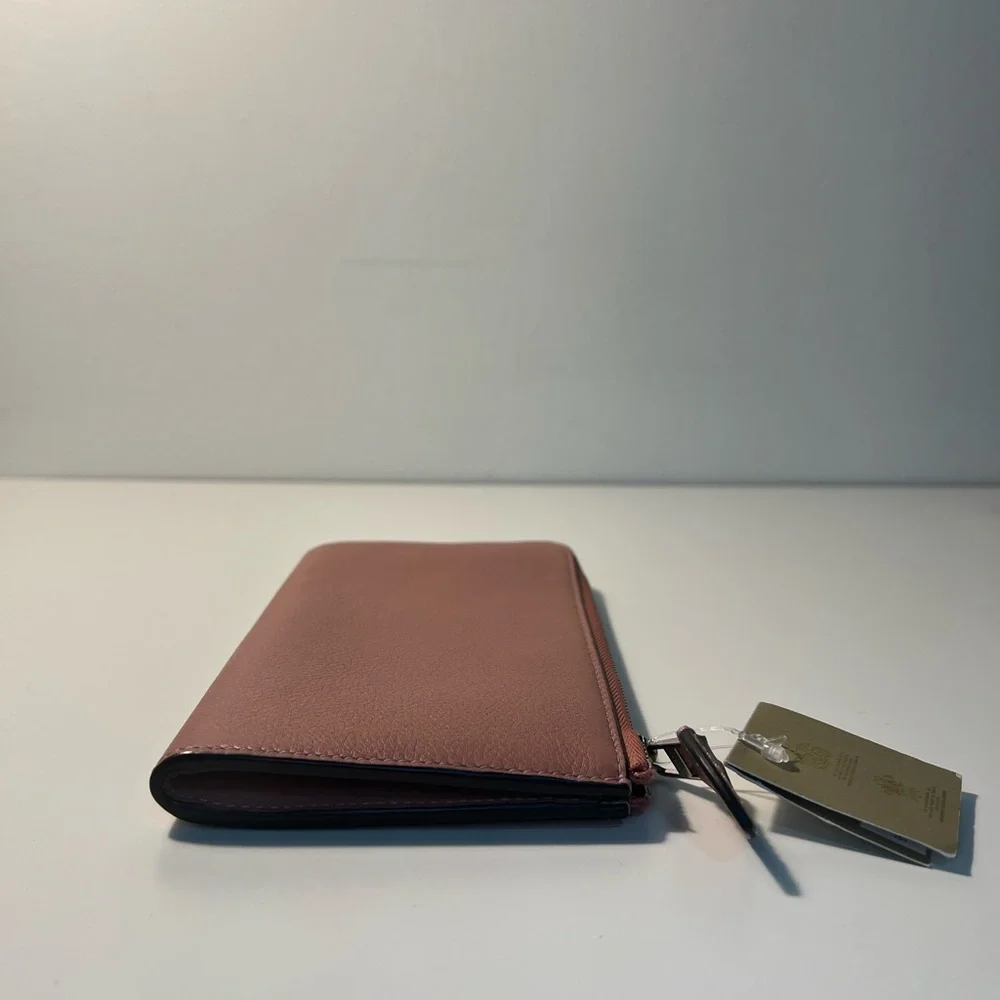 Burberry Marais Abbey Two Tone Leather Zippy Ziparound Wallet Passport Holder